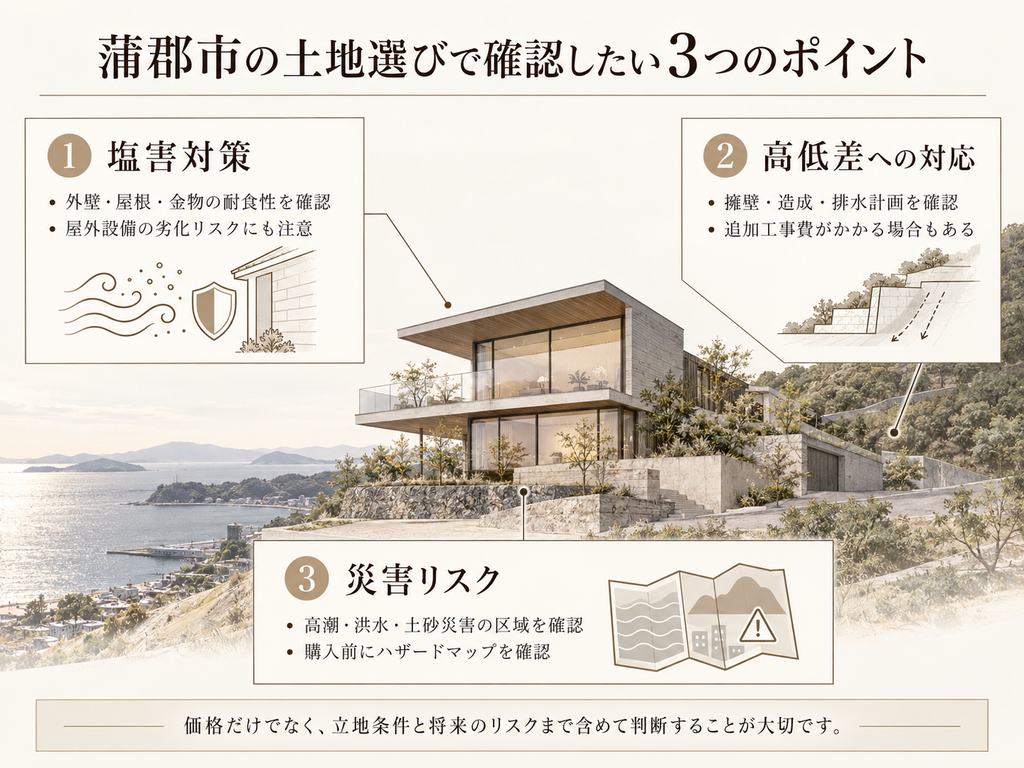蒲郡市の注文住宅で確認したい塩害対策・高低差・災害リスクの図解